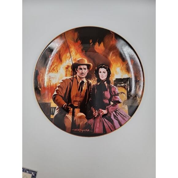 Gone With the Wind the Burning of Atlanta Collectors Plate 1988 W S George w Box - Picture 4 of 7